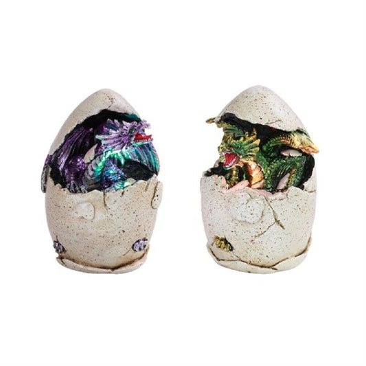 Colorful Fantasy Egg Hatchling Baby Dragon Wyrmling LED Light Up Figurines Set of 2