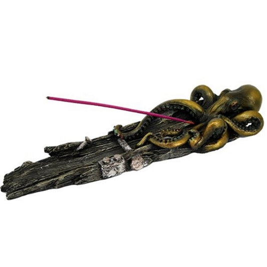 Decorative Octopus Shipwreck Collectible Incense Burner Holder 10.25 Inch Long