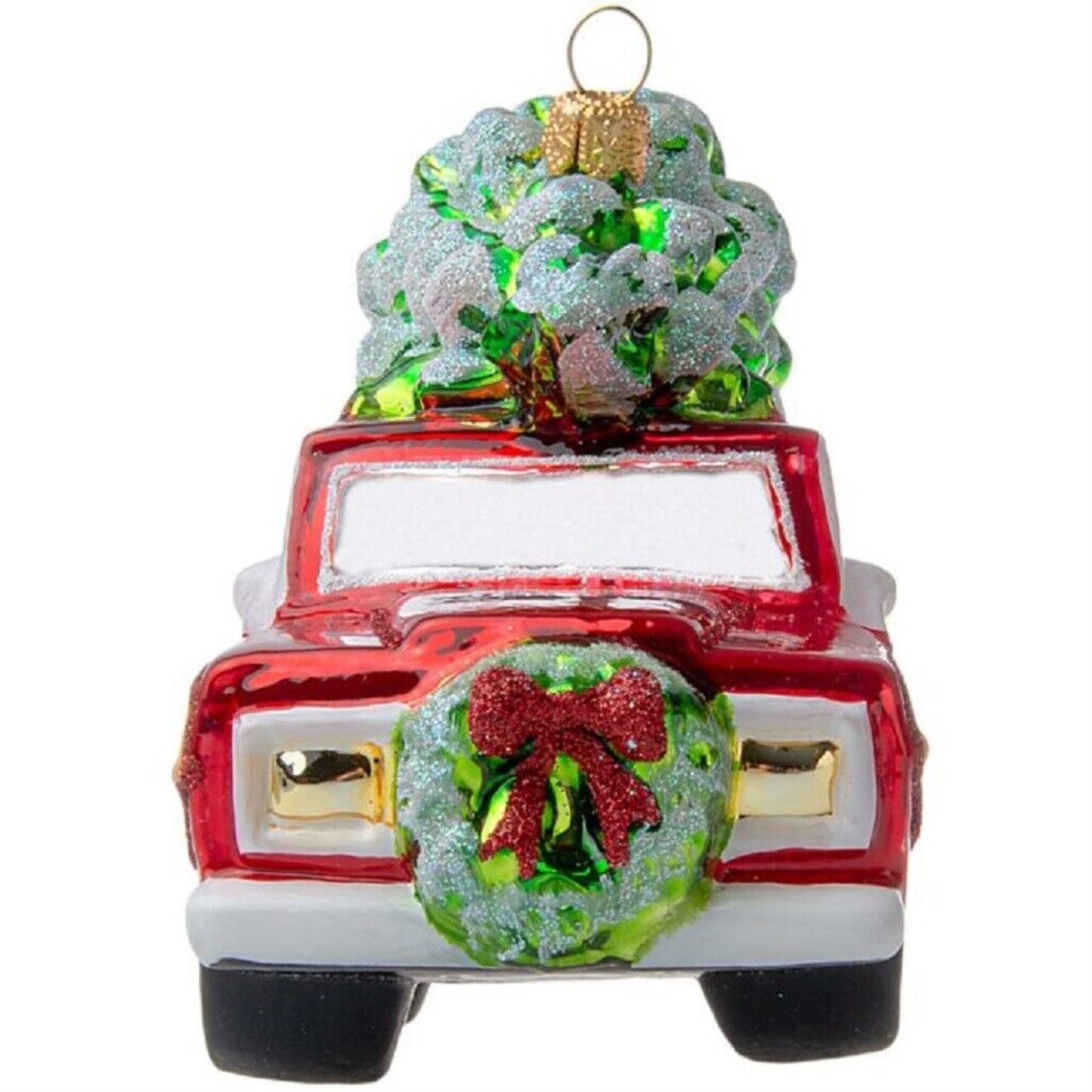 Joy To The World Holiday SUV Off-road Car Polish Glass Christmas Tree Ornament