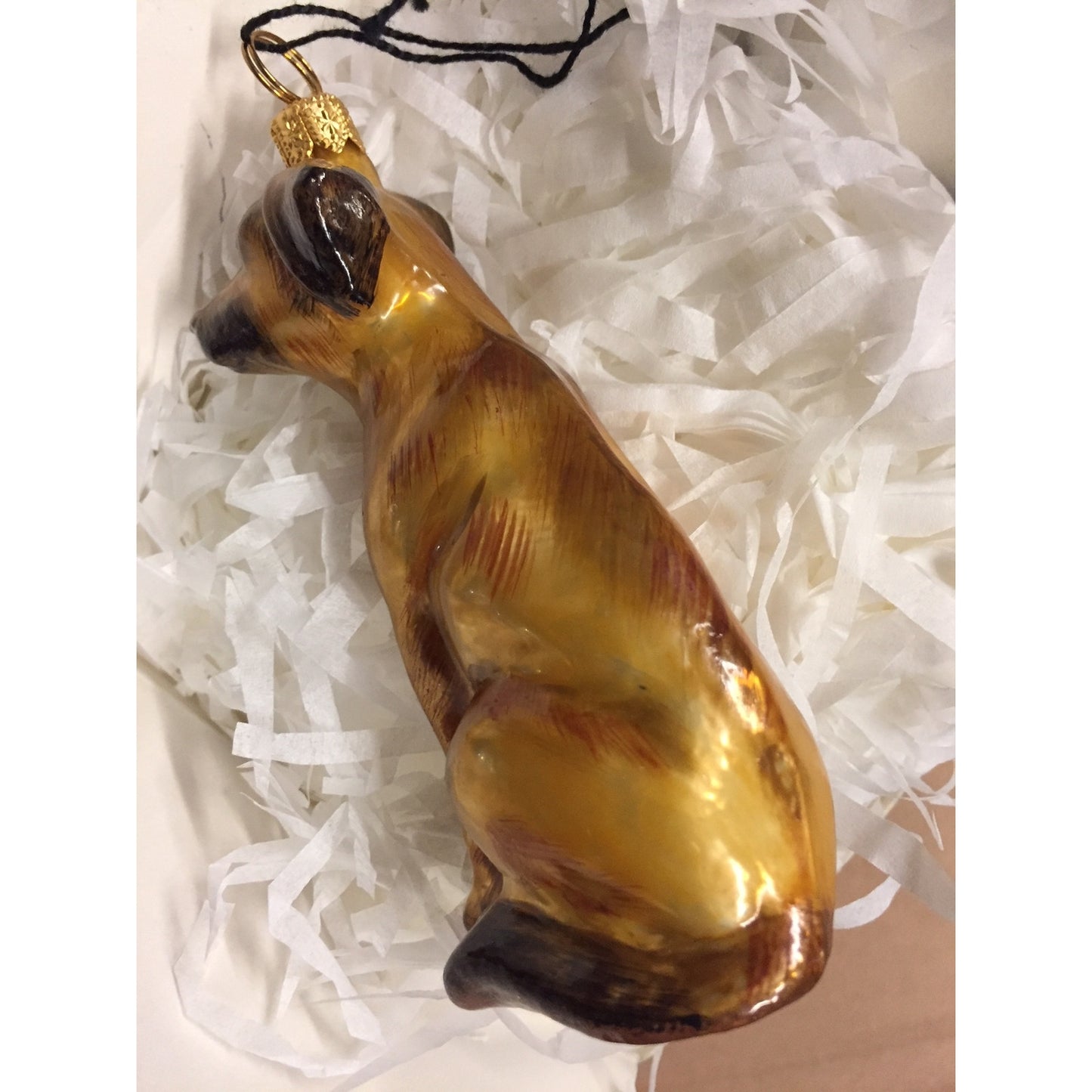 Joy to the World Rhodesian Ridgeback Dog Polish Glass Christmas Ornament Made Poland Decoration