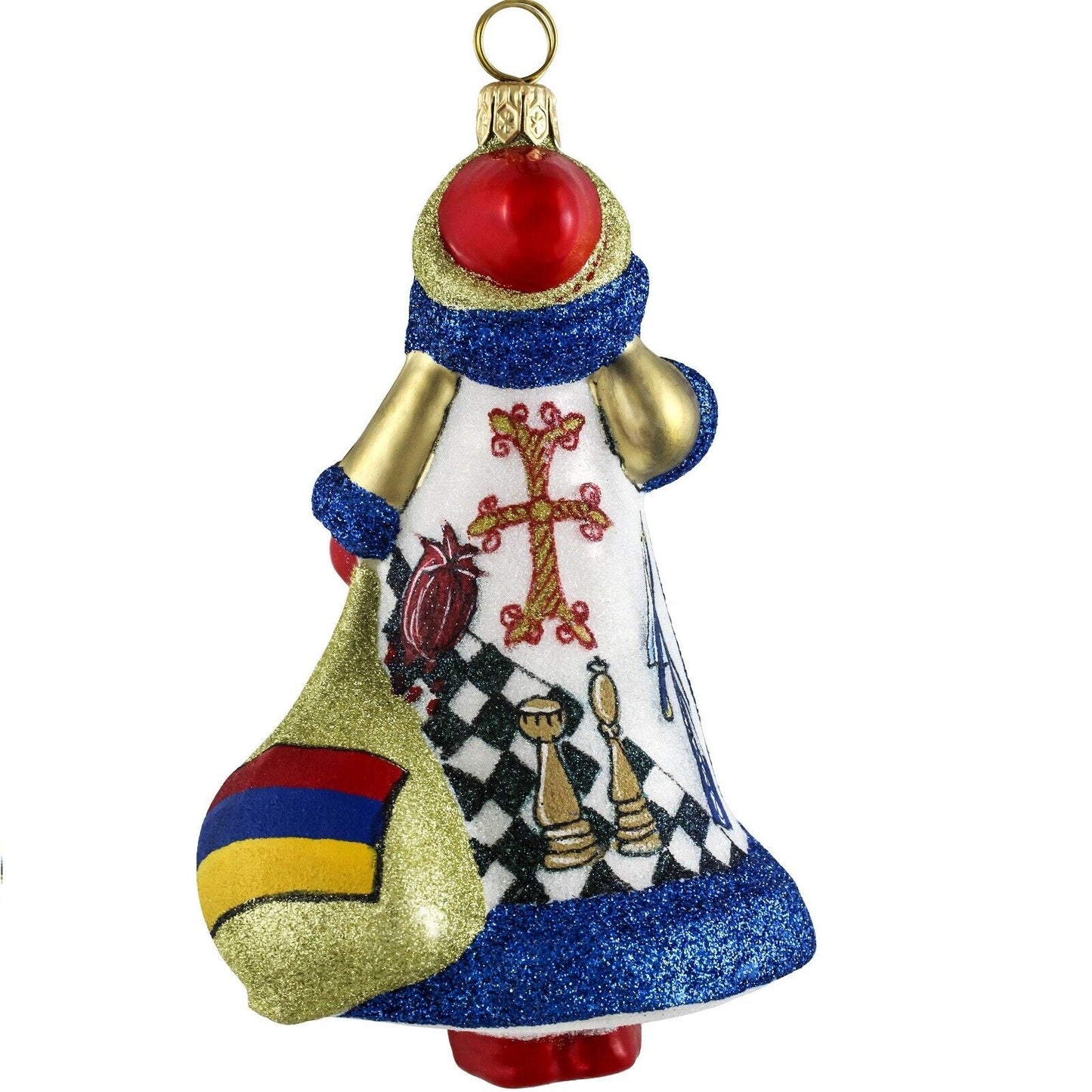 Joy to the World Glitterazzi Armenian Santa Polish Glass Christmas Ornament