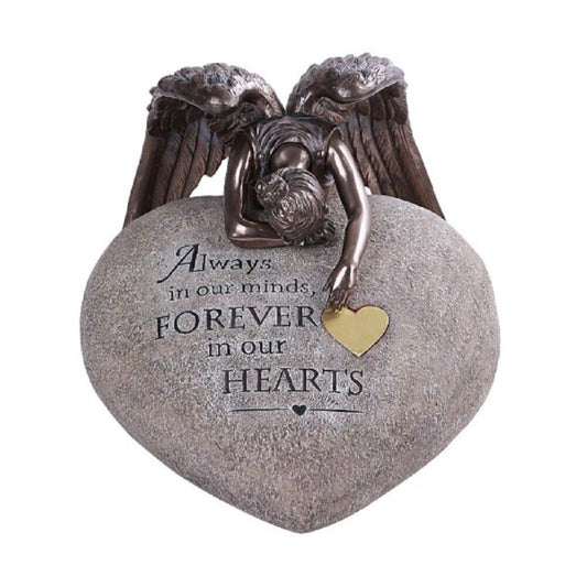 Weeping Winged Angel Heart Rock Polyresin Decorative Urn