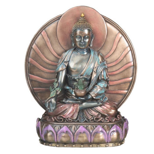 Sitting Medicine Buddha of Healing with Herbs Buddhism Figurine 6 inch