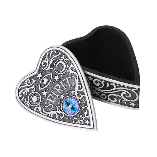 Mystical Spirit Eye Planchette Heart Shaped Jewelry Trinket Keepsake Box Home Decor Accent