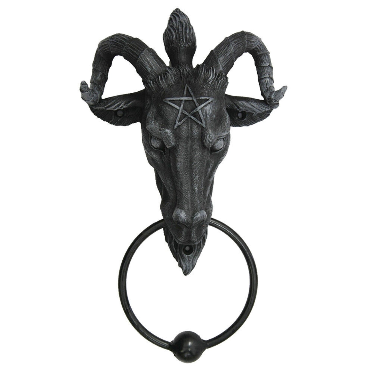 Baphomet Head Lucifer Satanic Demon Goat of Mendes Pagan Occult Door Knocker Halloween Decor 9 inch