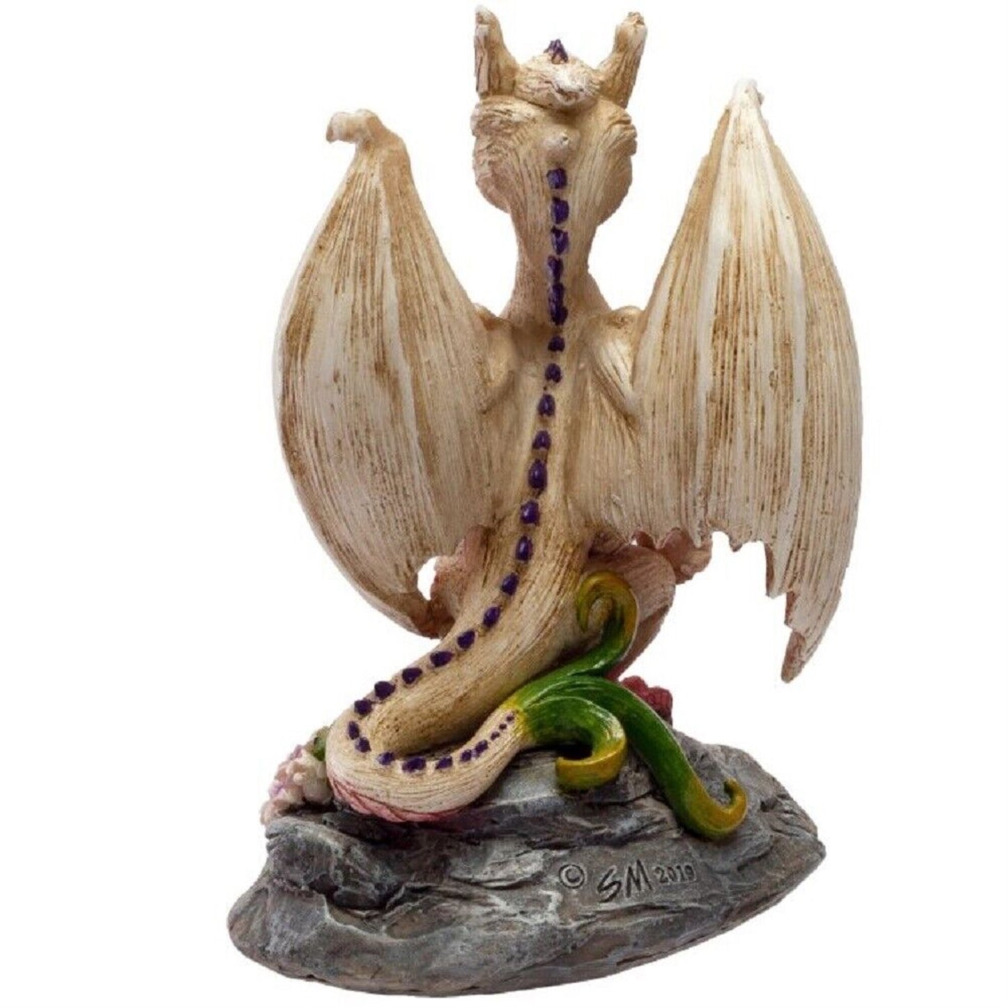 Pale White Garlic Dragon Figurine by Stanley Morrison 4.75 inch