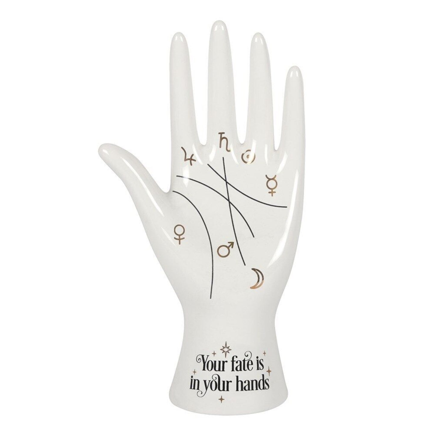 White Palmistry Hand Fortune Telling Ceramic Figurine 7.8 inch