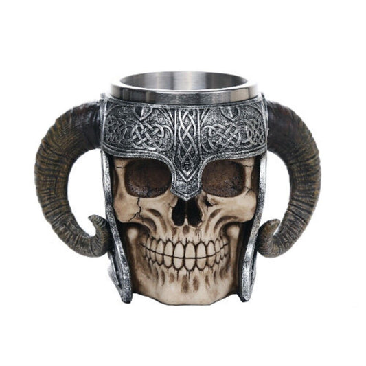 Viking Skull of Valhalla Warrior Mug Tankard 13oz with Stainless Steel Insert
