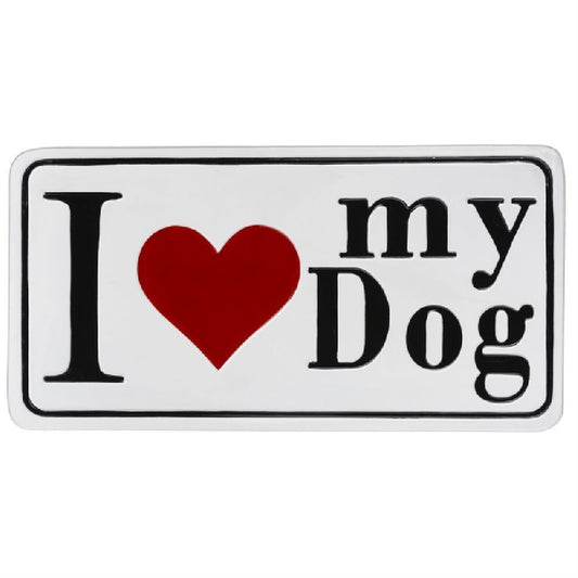 I Love My Dog Enamel Wall Decoration 19.75 x 10.25 Inch