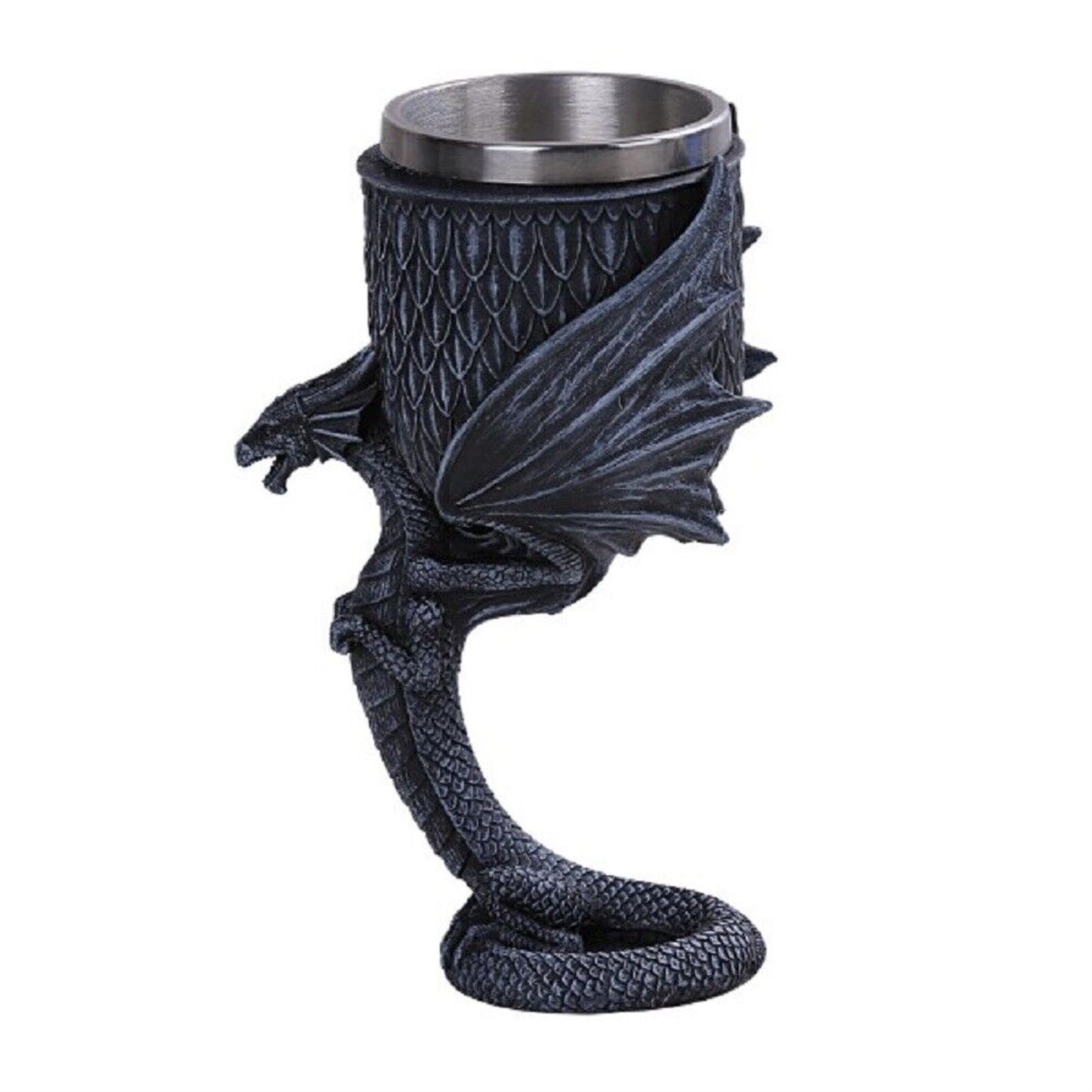 Anne Stokes Age of Dragons Winged Dragon Stand Wine Goblet Chalice Cup Resin Body Stainless Steel Cup
