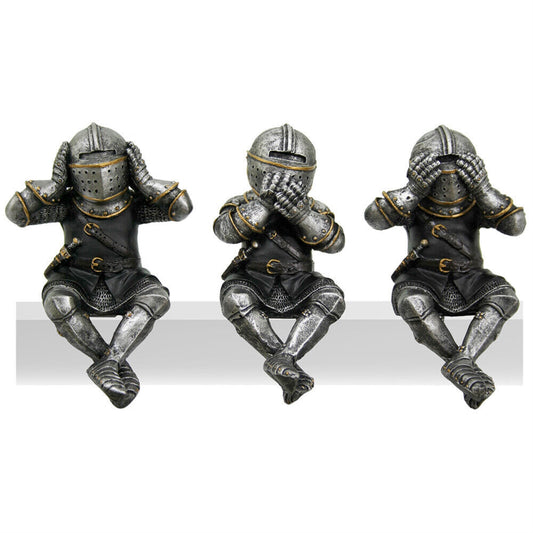 Medieval Knights See No Evil Speak No Evil Hear No Evil Whimsical Funny Knights Shelf Sitters Figurine Set