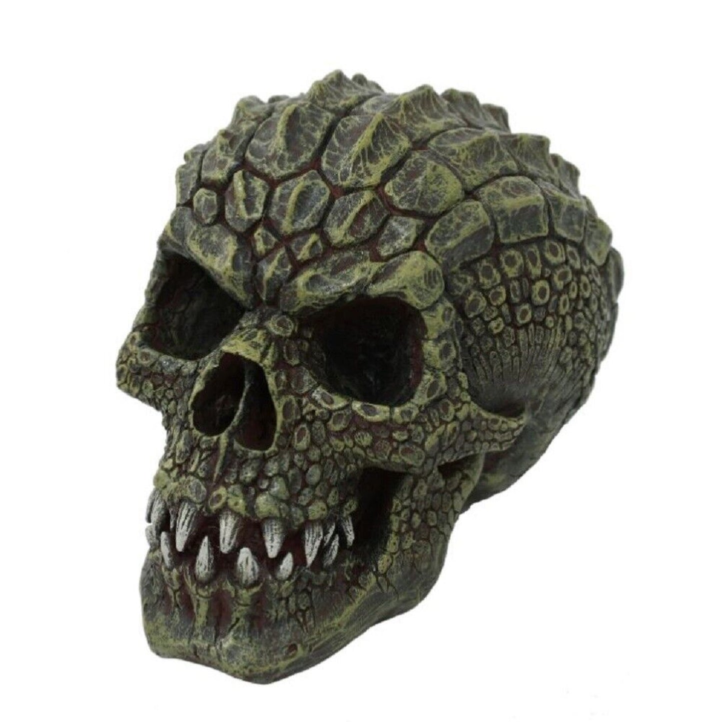 Mutated Scaly Lizard Man Gator Head Skull Collectible Resin Home Decor Statue 7 x 5 inch