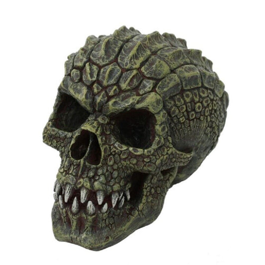 Mutated Scaly Lizard Man Gator Head Skull Collectible Resin Home Decor Statue 7 x 5 inch