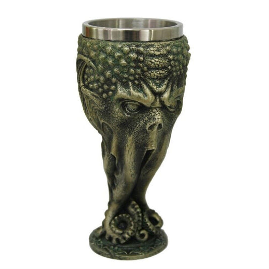 Cthulhu Monster Wine Goblet Chalice Cup Resin Body Stainless Steel Cup 7 inch