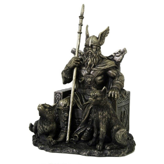 Norse Mythology King of Asgard Sitting Odin Collectible Figurine 8.5 inch