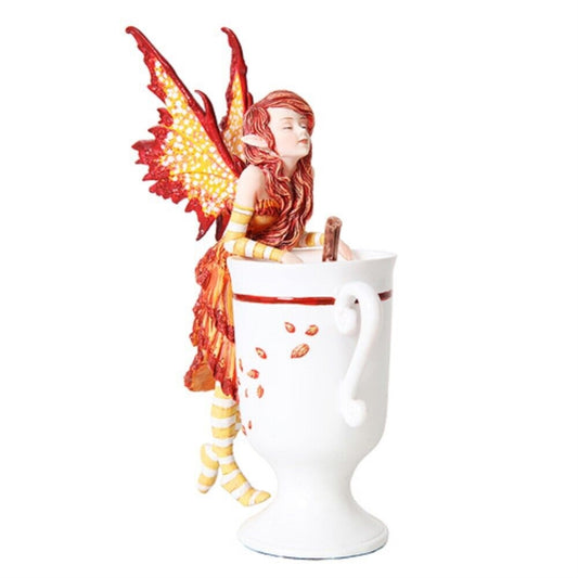 6.25 Inch Cider Fairy with Mug and Cinnamon Stick Statue Figurine