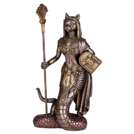 Bastet Egyptian Goddess Bronze Color Resin Figurine 11 inch