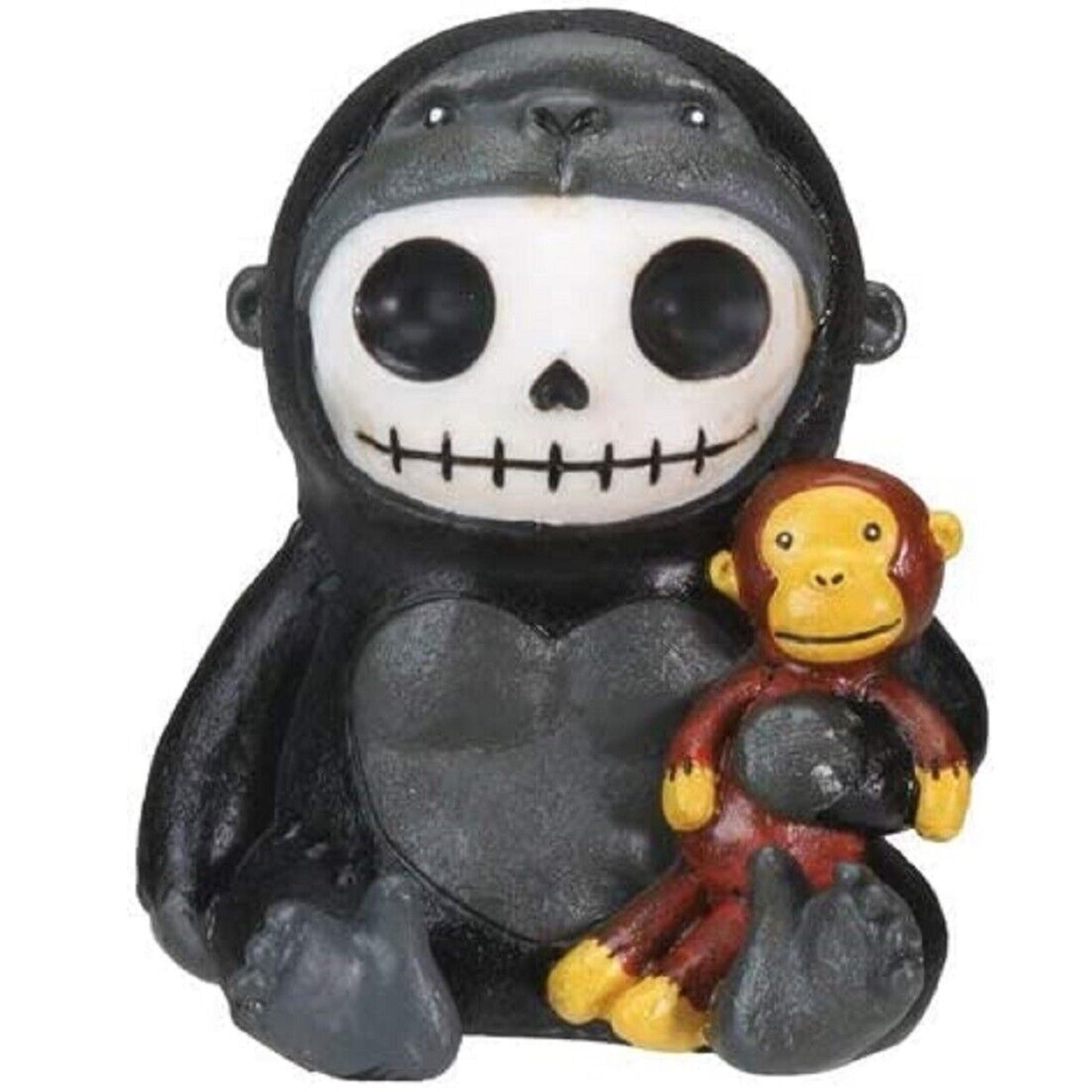 Furrybones Kongo Skeleton in Gorilla Costume Holding a Monkey Doll Figurine 2.5 inch