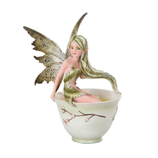 Amy Brown Green Tea Fairy in Tea Cup Fantasy Figurine