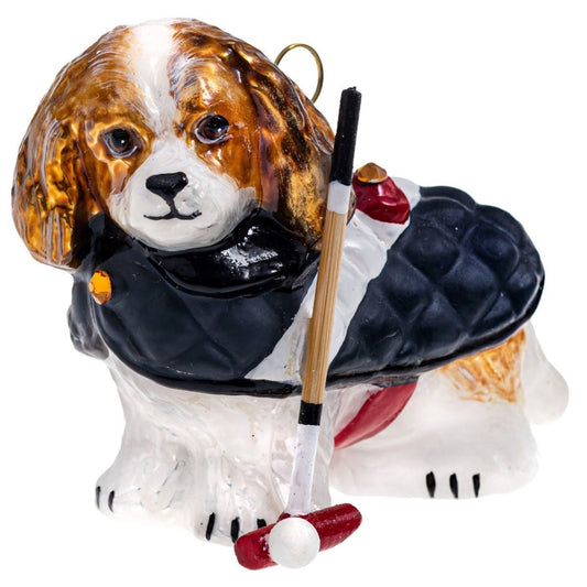 Joy to the World Blenheim Cavalier King Charles Jacket Polo Mallet Ornament