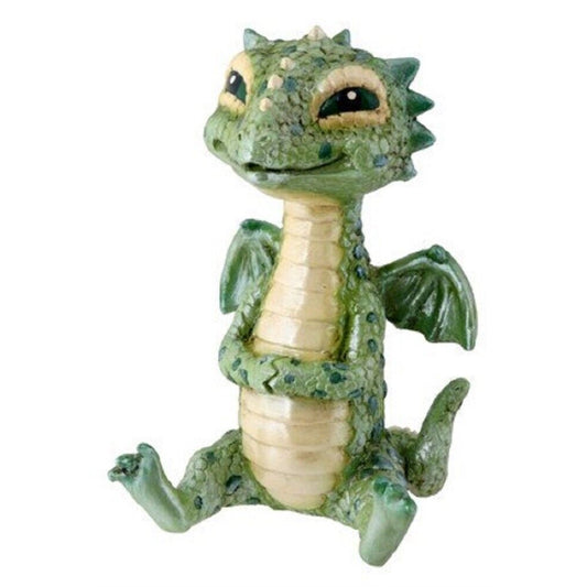 Green Baby Dragon Sitting Figurine Statue 3.75 inch