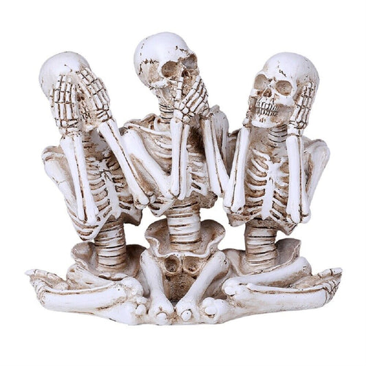 See Hear Speak No Evil Gossiping Sisters Female Lady Skeletons Figurine 6 inch