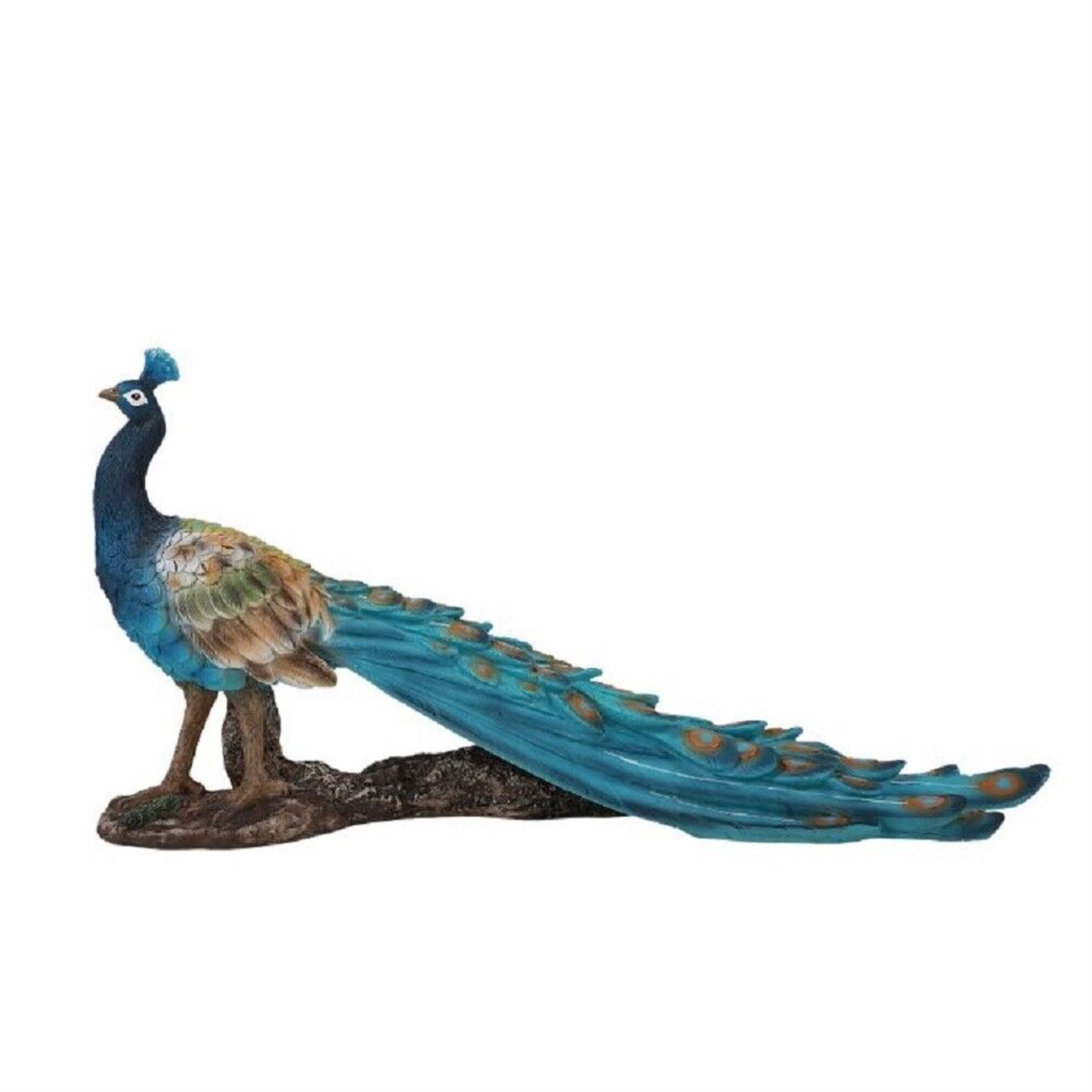 Realistic Animal Beautiful Peacock Home Decor Resin Figurine 14 x 7.5 inch
