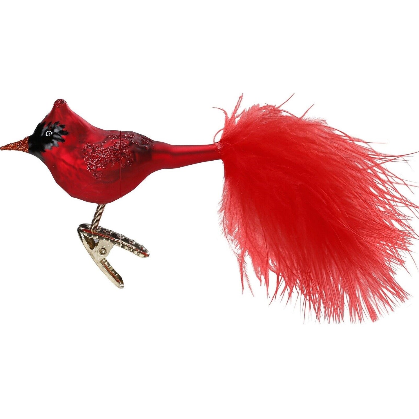 Inge Glas Crimson Cardinal Bird Haus Clip On German Christmas Ornament FREE BOX