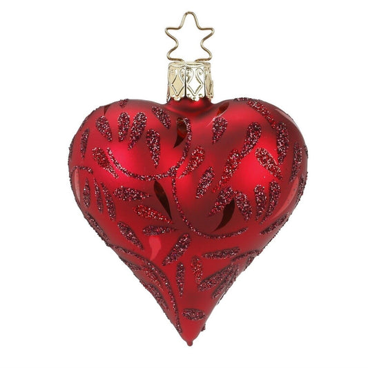 Inge Glas Delights Dark Red Glass Heart Ornament Valentine's Day 20093T040