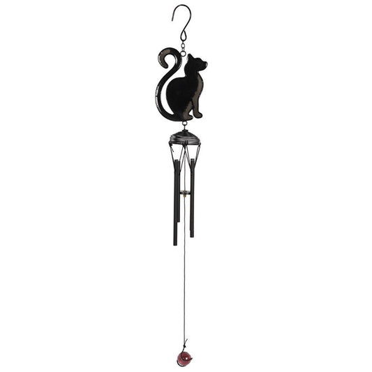 Black Cat Halloween Metal Windchime Outdoor Garden Wind Chime 15.75 Inch