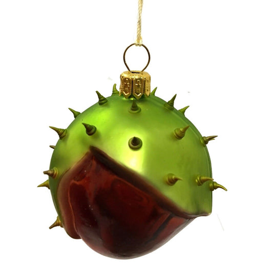 Pinnacle Peak Trading Thorny Chestnut Polish Glass Christmas Tree Ornament Nut Food Made in Poland