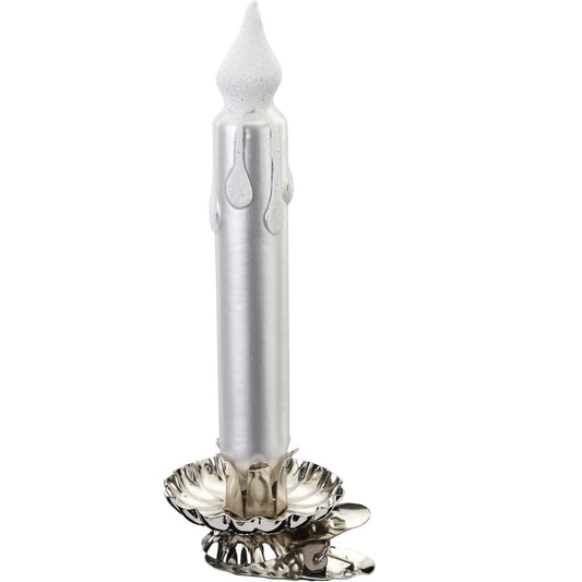 Inge Glas Silver Elegance Candle Clip On German Christmas Ornament FREE BOX