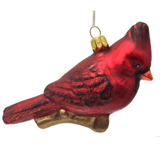 Pinnacle Peak Trading Red Cardinal Bird on Branch Polish Glass Christmas Ornament Animal Decoration
