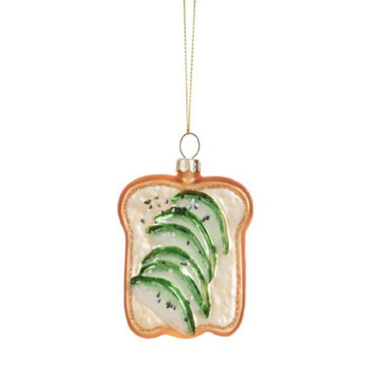 Ganz Avocado Toast Christmas Tree Ornament Glass 3.5 Inch Multicolor
