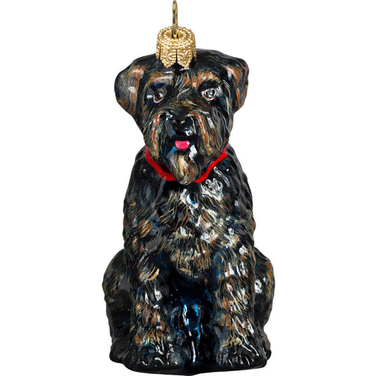 Joy to the World Bouvier De Flandres Polish Glass Christmas Ornament Dog Tree Decoration