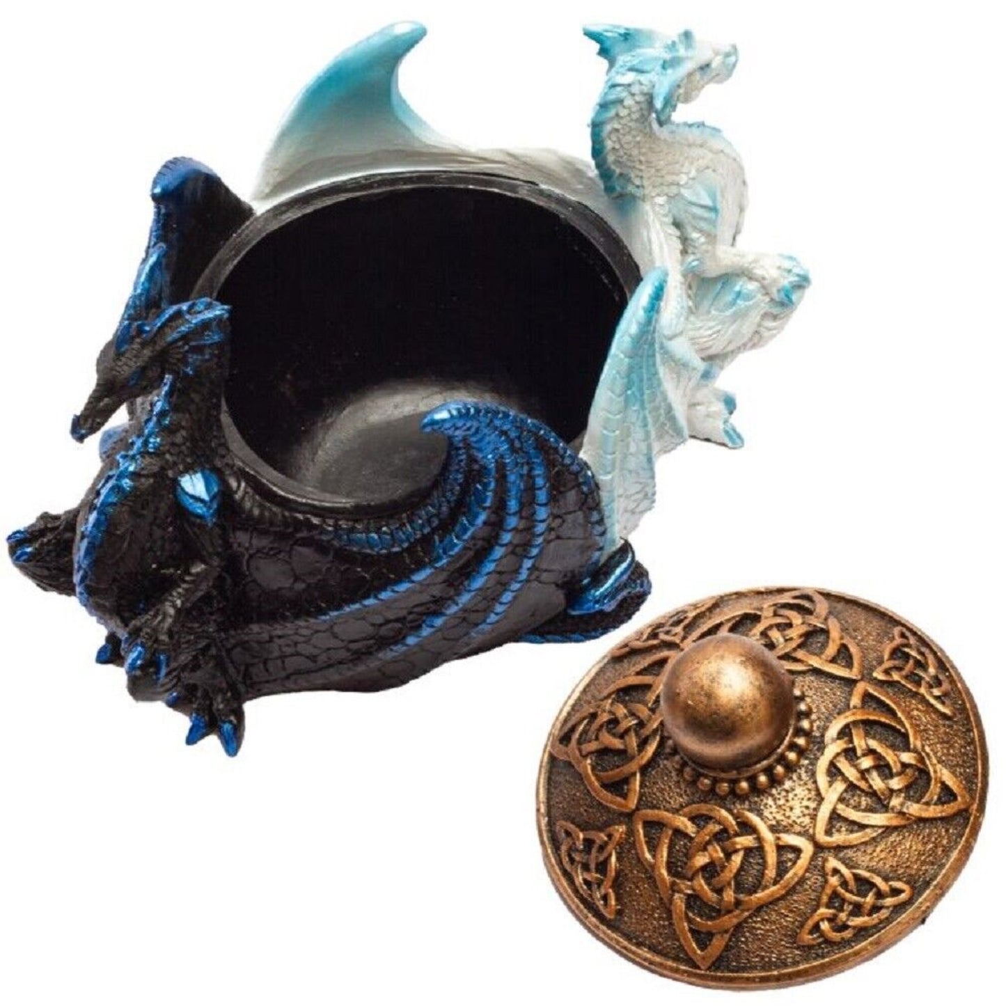 Night And Day Contrasting Dual Dragons Decorative Trinket Jewelry Keepsake Box 5.9 inch