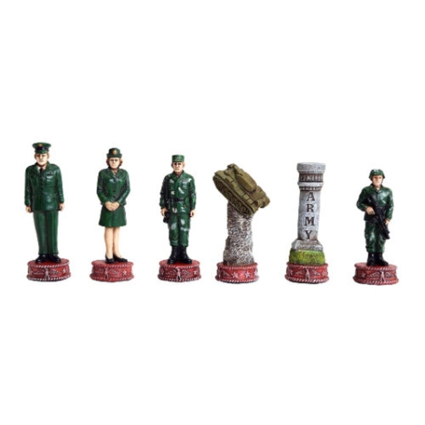 US Army vs Navy Military Chess Set Hand Painted with Glass Board 17 x 17 inch