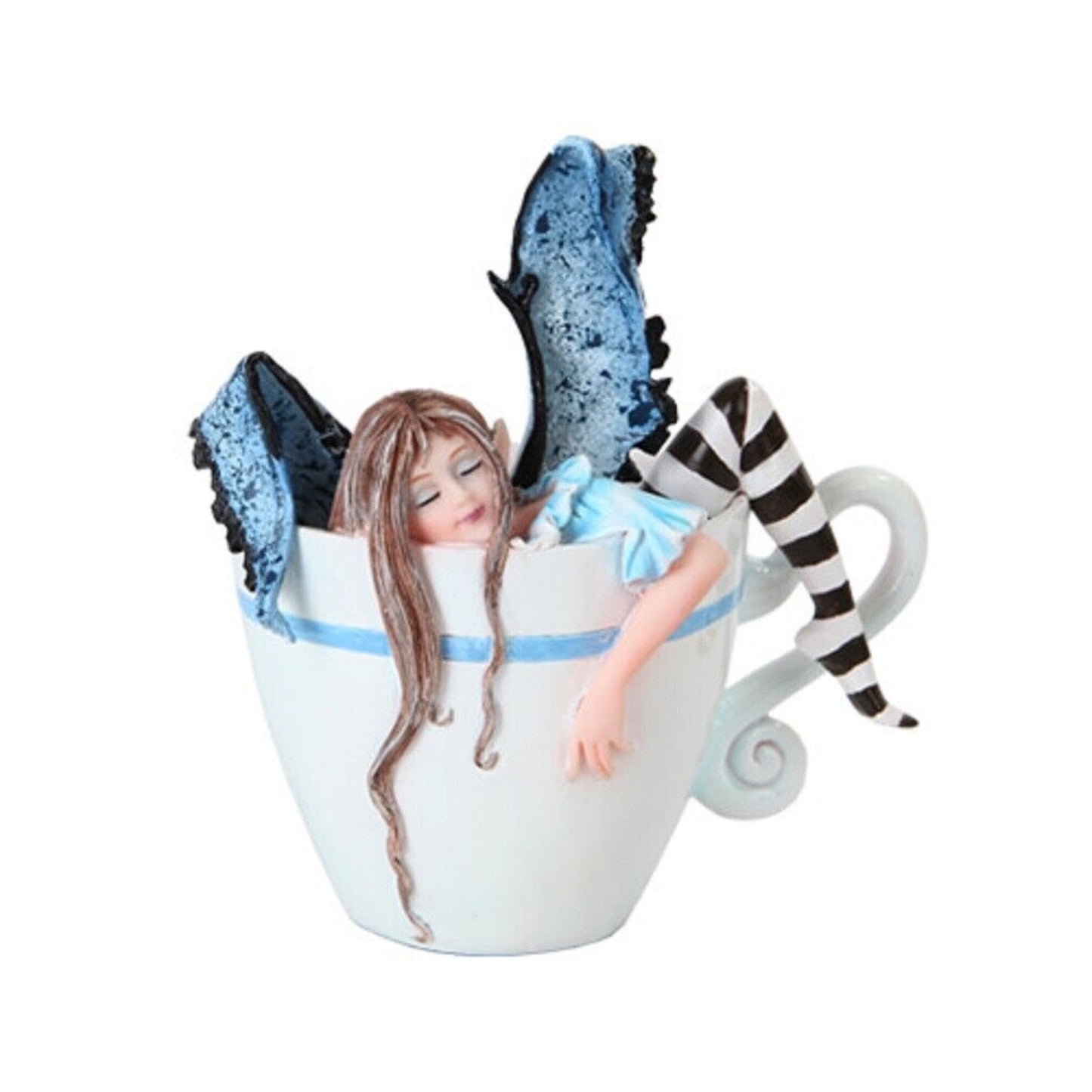 I Need Coffee Fairy Sleeping in Cup Fantasy Figurine 4.75 inch