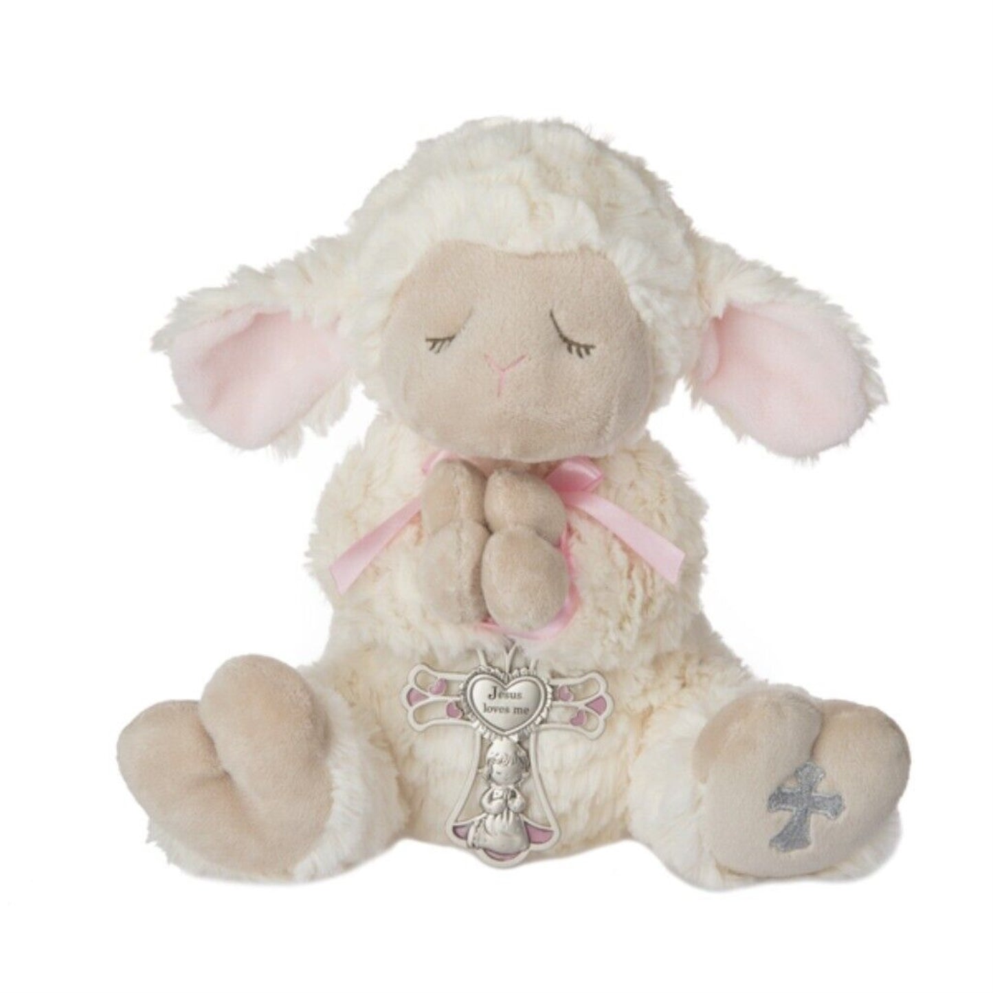 Ganz White Serenity Lamb with Crib Cross Girl Plush Stuffed Animal 13 Inch