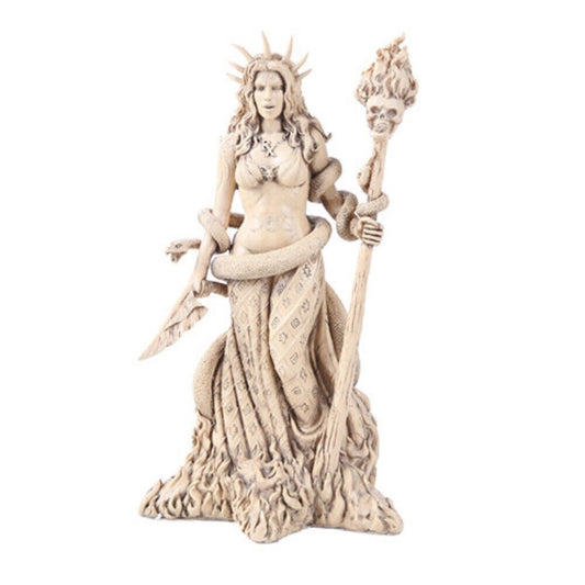 Greek Witchcraft Pagan Hecate Statue In Colored Finish Resin Figurine 10.5 inch