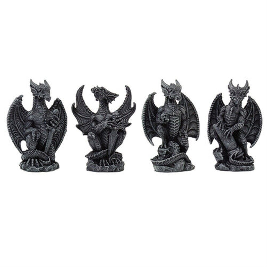 Small Dragons Resin Figurines 4 Piece Set 4 inches Tall