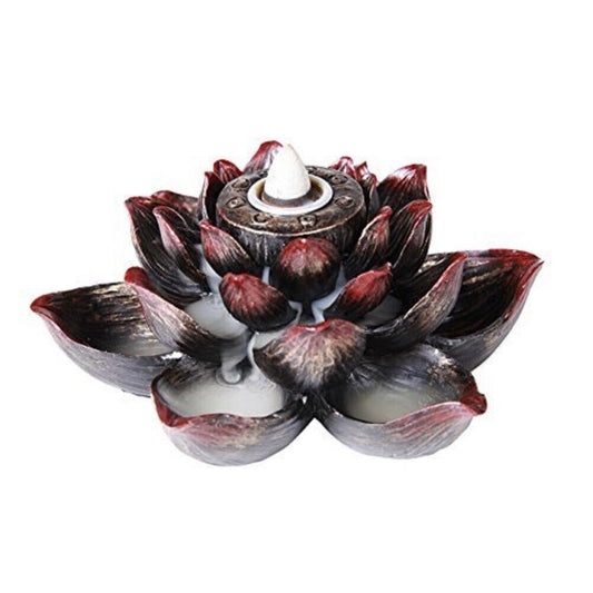 Black And Red Lotus Flower Backflow Incense Cone Burner Holder Home Decoration