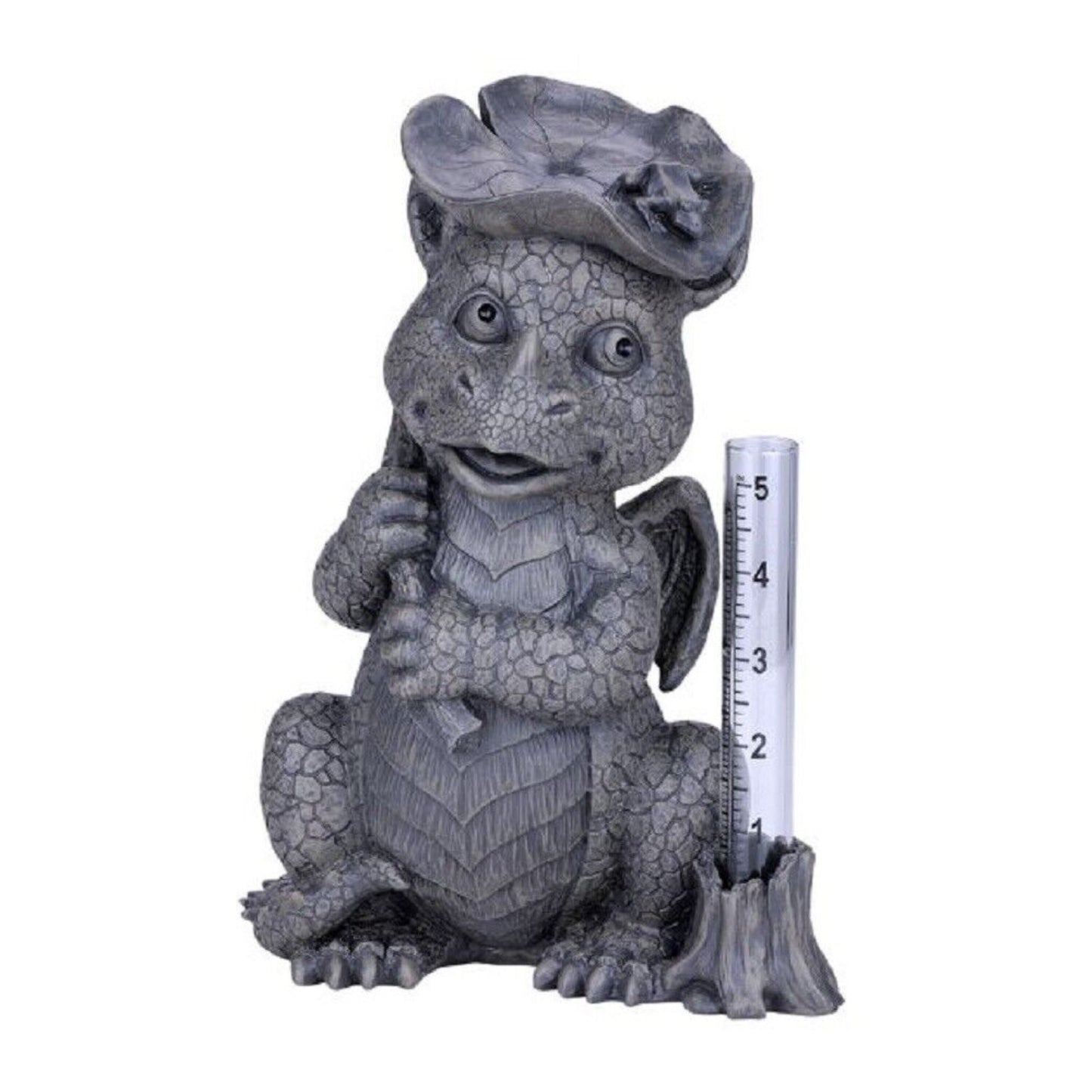 Garden Dragon Rain Gauge Garden Display Decorative Accent Sculpture Stone Finish 10.75 inch