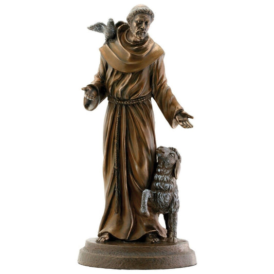 Saint Francis Bronze Color Religious Statue Figurine 7.5 Inch