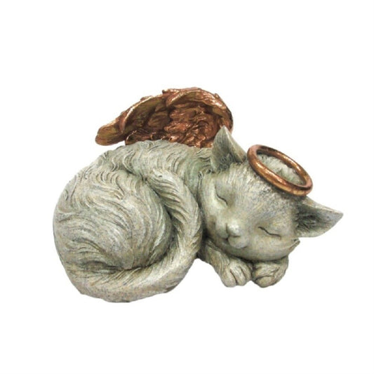Pet Memorial Angel Cat Sleeping Cremation Urn Memorial Statue Bottom Load 30 Cubic Inch Capacity