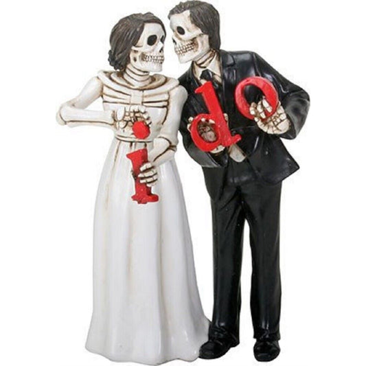 Love Never Dies Skeleton Wedding Couple Bride and Groom I Do Figurine 6 inch