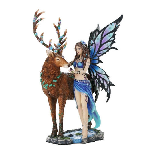 Decorative Companion Fairy Diantha with Stag Collectible Decorative Statue 10 inch