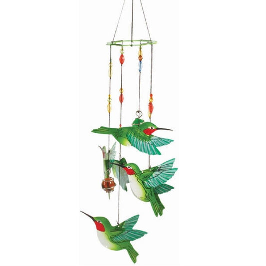 Spoontiques Green Hummingbird Metal Wind Chime Outdoor Garden Décor Backyard and Patio Decoration 17 inch