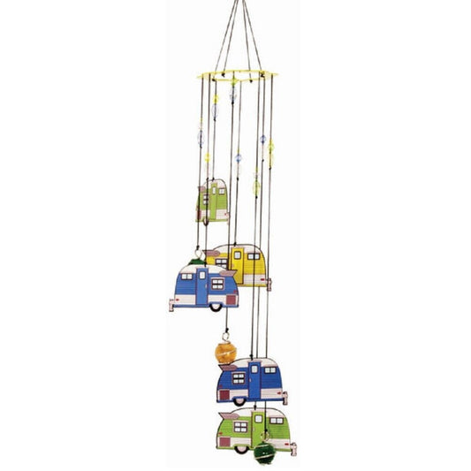 Spoontiques Happy Campers Metal Wind Chime Outdoor Garden Décor Backyard and Patio Decoration 17 inch