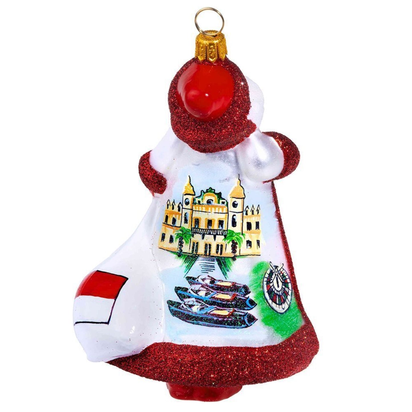 Joy to the World Glitterazzi International Monte Carlo Santa Claus Polish Glass Ornament